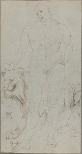 Naken man med ett lejon [verso] av Albrecht Dürer