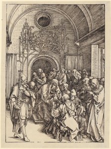Maria på månskäran, blad 1 ur serien "Jungfru Marias liv" av Albrecht Dürer