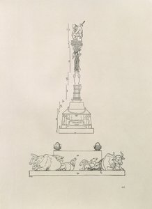 Monument till minne av segern över bönderna, från "Manual of Measurement", pub. 1525 av Albrecht Dürer