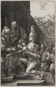 Pilatus tvättar sina händer, från The Engraved Passion av Albrecht Dürer