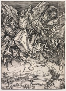 Uppenbarelse av St. John: St. Michael slåss mot draken av Albrecht Dürer