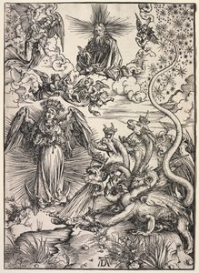 Johannes uppenbarelse: Kvinnan klädd med solen, 1511. av Albrecht Dürer