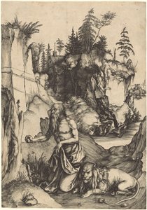 Saint Jerome Penitent i vildmarken av Albrecht Dürer