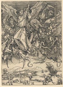 Sankt Mikael bekämpar draken, ur serien ”Apokalypsen” av Albrecht Dürer