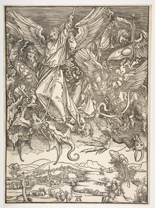 Saint Michael and the Dragon, från The Apocalypse, ca. 1498. av Albrecht Dürer