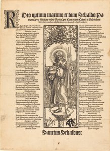 Saint Sebaldus står på en kolumn av Albrecht Dürer