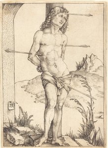 Saint Sebastian bunden till kolonnen av Albrecht Dürer