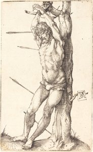 Saint Sebastian bunden till trädet av Albrecht Dürer