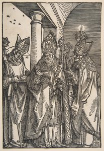 Saints Nicholas, Ulrich och Erasmus.n.d. av Albrecht Dürer