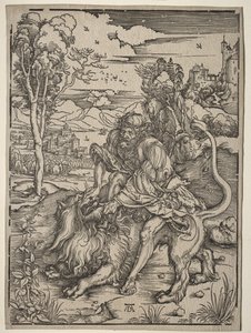Samson dödar lejonet av Albrecht Dürer
