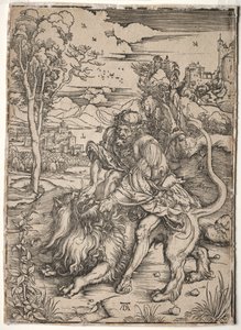 Simson dödar lejonet, ca. 1496-1497. av Albrecht Dürer