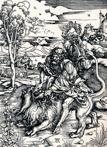 Samson river lejonet, 1497 1906 av Albrecht Dürer