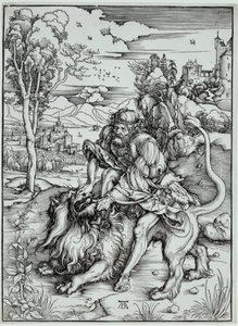 Simson som dödar lejonet av Albrecht Dürer