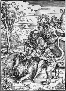 Samson dödar lejonet av Albrecht Dürer