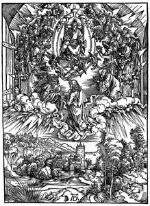 Scen från Apokalypsen, Johannes inför Gud Fadern och de tjugofyra äldste, 1498, 1936. av Albrecht Dürer