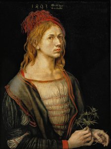 Självporträtt med en tistel av Albrecht Dürer