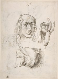 Självporträtt, Studie av en hand och en kudde av Albrecht Dürer