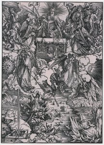 Sju änglar med trumpeter, figur VI, blad 8 ur serien ”Apokalypsen” av Albrecht Dürer
