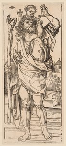 St. Christopher korsar strömmen, 1528. av Albrecht Dürer