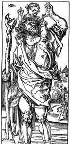 St Christopher som bär Kristus, 1525, 1936 av Albrecht Dürer