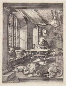 St. Hieronymus i sin studie av Albrecht Dürer