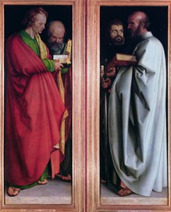 St. John med St. Peter och St. Paul med St. Mark, 1526 av Albrecht Dürer