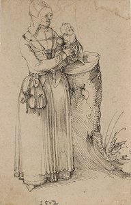 Stående figur av en kvinna som håller ett barn, 1502 av Albrecht Dürer