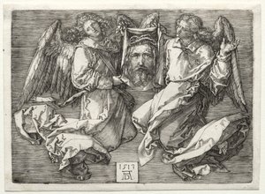 Sudarium visas av två änglar. av Albrecht Dürer