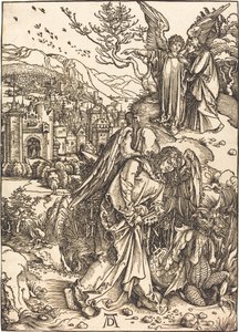 Ängeln med nyckeln till den bottenlösa gropen av Albrecht Dürer