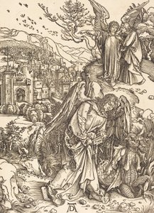 Ängeln med nyckeln till den bottenlösa gropen, 1498. av Albrecht Dürer