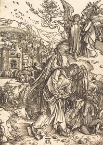 Ängeln med nyckeln till den bottenlösa gropen, förmodligen ca. 14961498. av Albrecht Dürer
