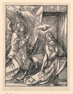 Bebådelsen, från The Little Passion-serien av Albrecht Dürer
