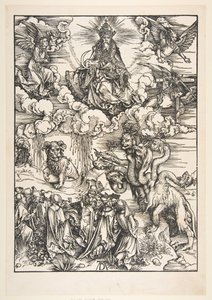 Odjuret med två horn som ett lamm, från The Apocalypse.n.d. av Albrecht Dürer