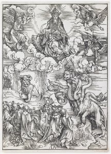 Odjuret med två horn som ett lamm, från serien "The Apocalypse" av Albrecht Dürer
