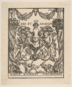 The Bookplate of Willibald Pirckheimer.n.d. av Albrecht Dürer