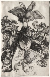 Vapenskölden med ett lejon och en kuk av Albrecht Dürer