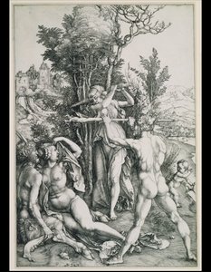 Striden mellan dygden och njutningen i Herkules närvaro av Albrecht Dürer