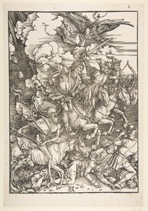 The Four Horsemen, från The Apocalypse, Latin Edition, 1511, ca. 1511. av Albrecht Dürer