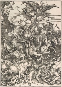 De fyra ryttarna, från The Apocalypse of St. John, 1497-98 av Albrecht Dürer