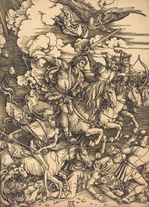 De fyra ryttarna, troligen ca. 14961498. av Albrecht Dürer