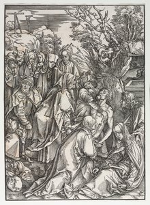 Den stora passionen: avsättningen av Albrecht Dürer