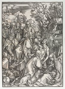 Den stora passionen: avsättningen. av Albrecht Dürer
