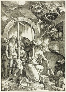 The Harrowing of Hell - Christ in Limbo, tallrik nio från The Large Passion av Albrecht Dürer