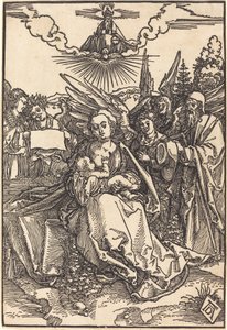 Den heliga familjen med fem änglar av Albrecht Dürer