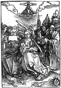 Den heliga familjen med fem änglar, ca 1504 av Albrecht Dürer