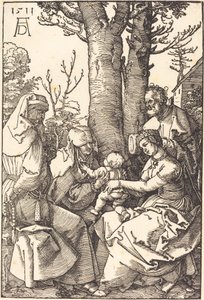 Den heliga familjen med Joachim och Anne under ett träd av Albrecht Dürer