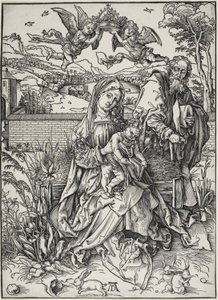 Den heliga familjen med tre harar av Albrecht Dürer