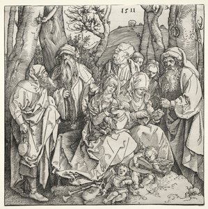 Den heliga familjen med två musikeränglar, 1511. av Albrecht Dürer