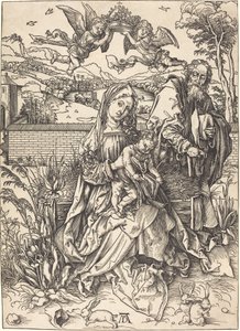Den heliga familjen med de tre hararna av Albrecht Dürer