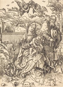 Den heliga familjen med de tre hararna, ca. 14971498. av Albrecht Dürer